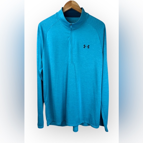 NWOT Under Armour Men’s Teal Blue HeatGear Lightweight Quarter Zip Top Loose XL - Picture 1 of 8